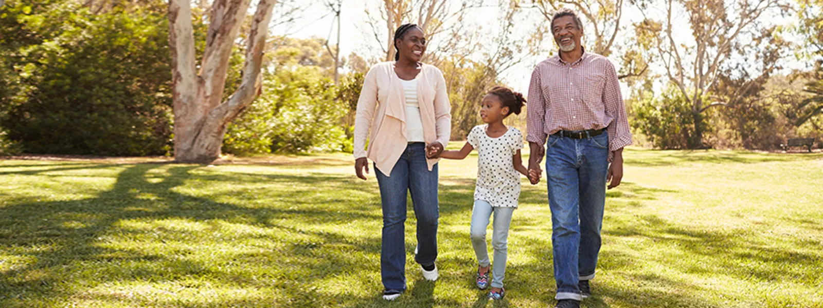 Family walking in the park