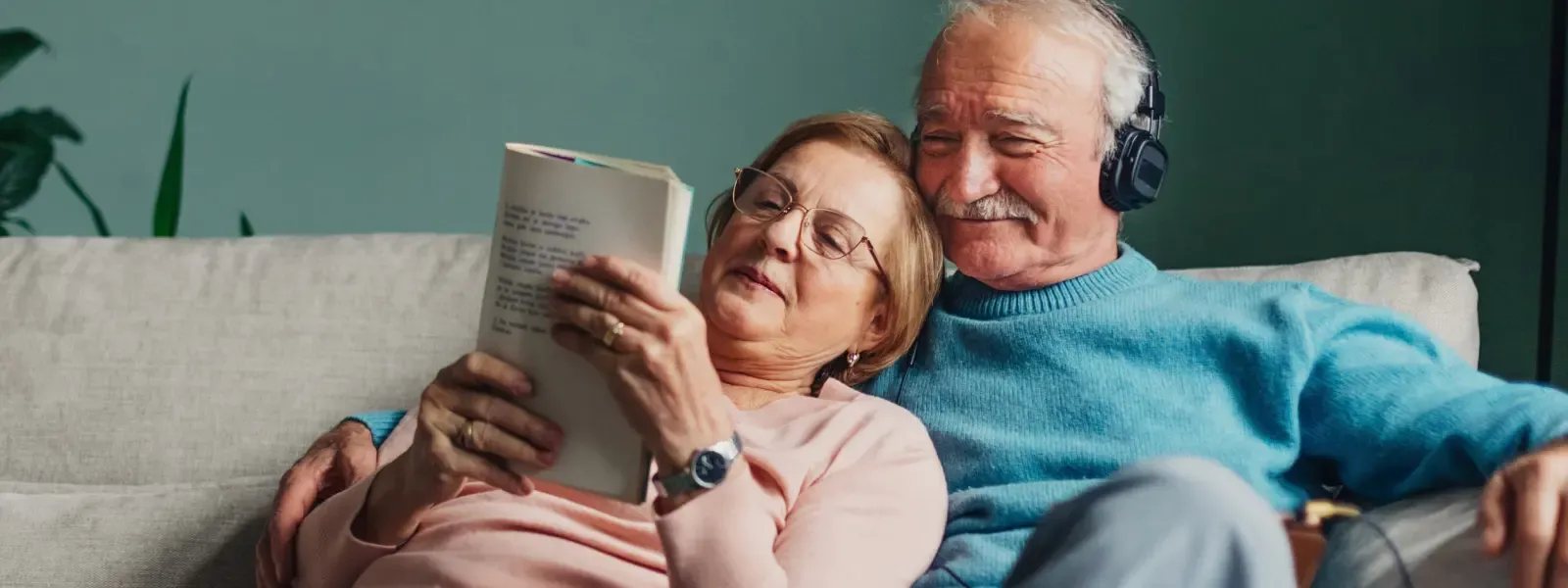 Senior couple sitting on the couch