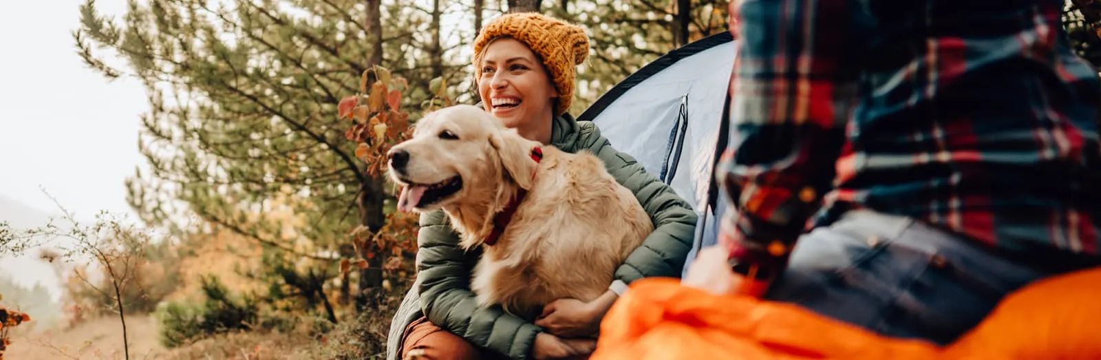 smiling woman with dog