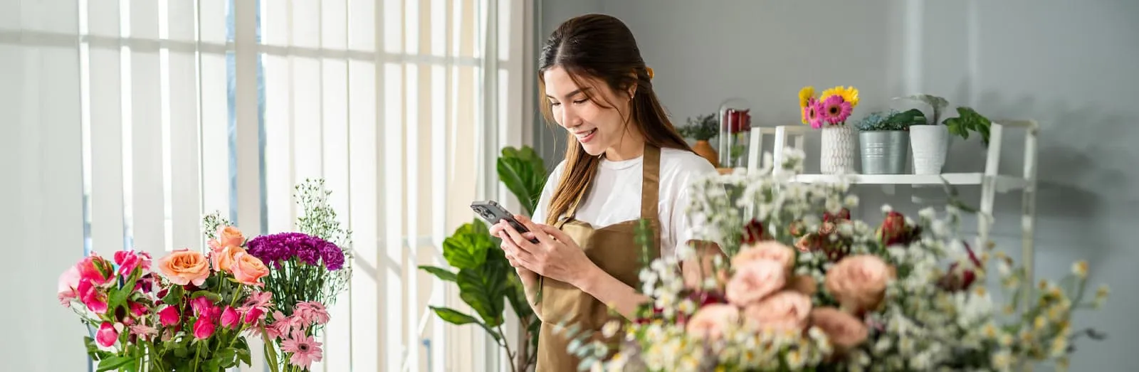 woman working in a flower shop
