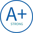 Business rating icon of a+ strong