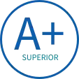 Business rating icon of a+ superior