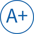 Business rating icon of a+