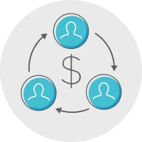 People circling a dollar sign