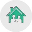 home icon with family 