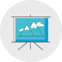 Illustration of mountains on projector screen