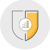 shield bar graph icon