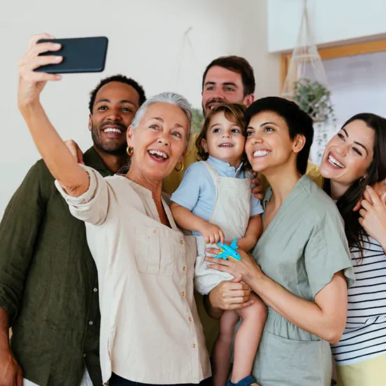 family taking a selfie