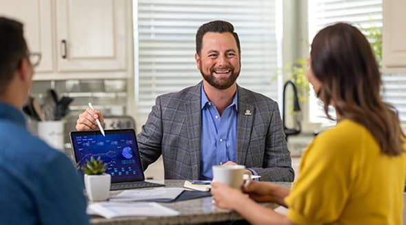 Man talking with customer