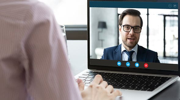 virtual interview on computer