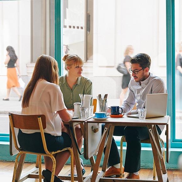 small team meeting at table