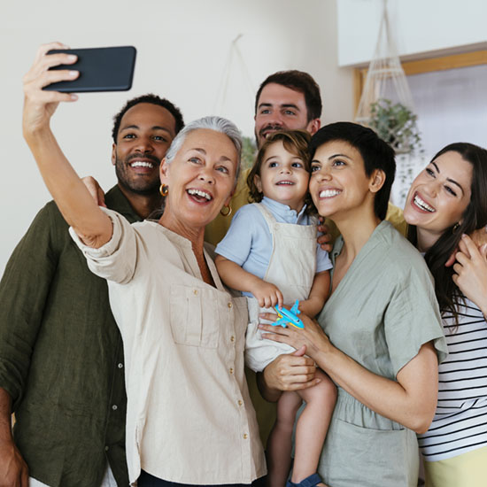 family taking a selfie