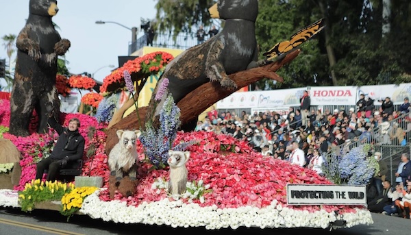 Wild Kingdom’s Protecting the Wild 2023 float in action at the Rose Bowl Parade.